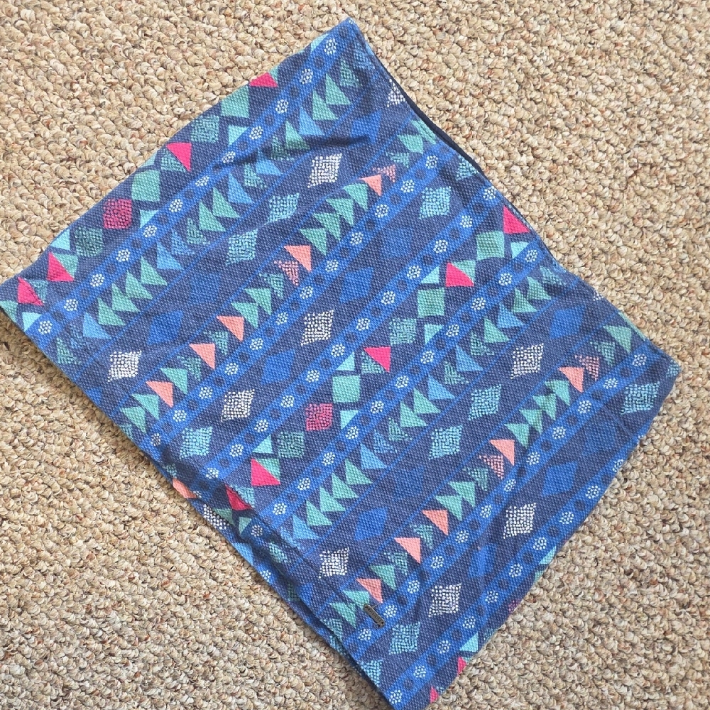 Hollister Blue Aztec-Print Mini Skirt with Teal and Coral Accents
